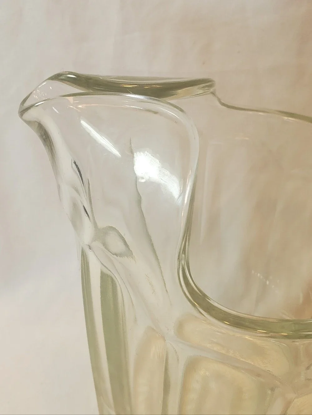 Depression Glass Vtg Clear Glass Panel Pitcher - Classic Beverage Server Ice Lip